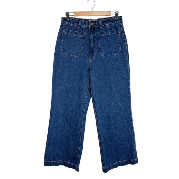 ROLLA’S Sailor Jean High Rise Wide Leg in Eco Ruby Blue Boho Patch Pockets - Picture 8 of 11